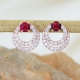 Bông tai đá quý Garnet đỏ BT55