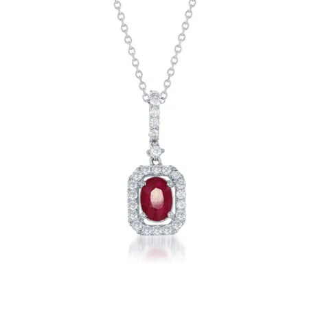 Dây chuyền Ruby Halo 1ct