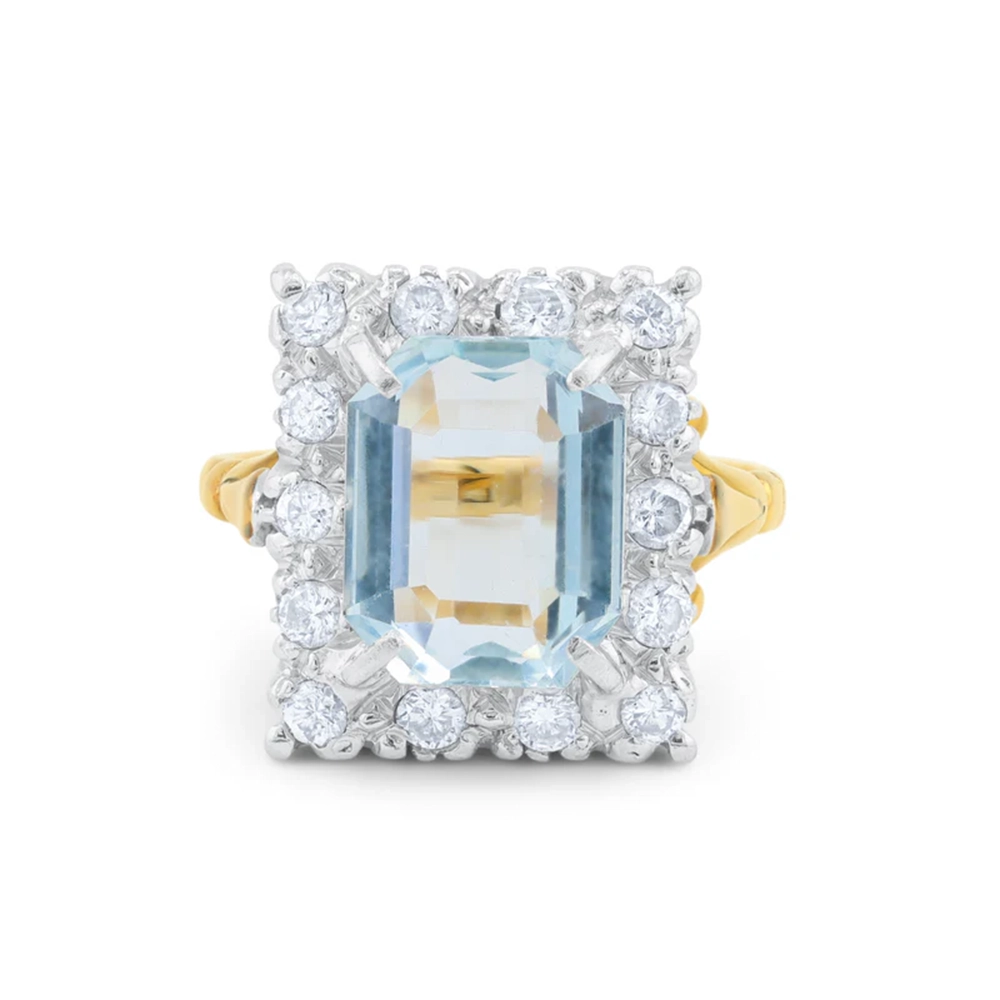 Nhẫn Aquamarine Halo 6ct