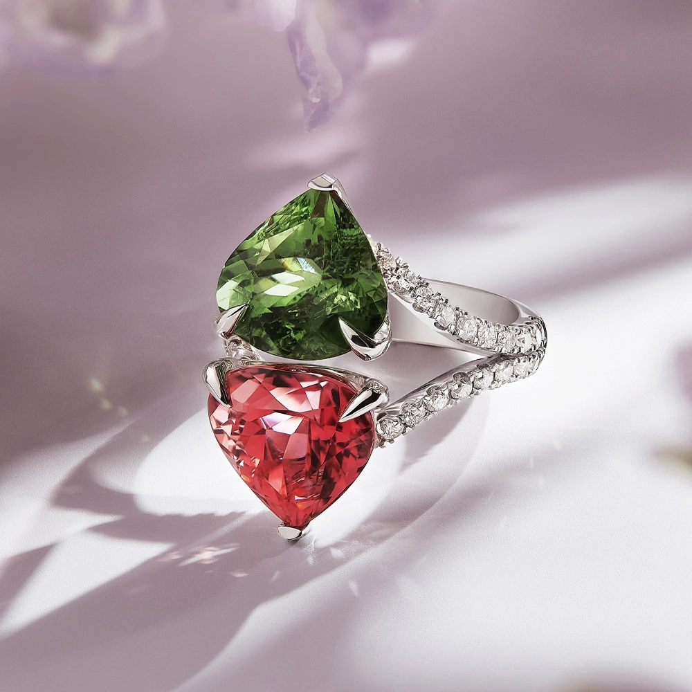 Nhẫn Tourmaline mix màu 9.51ct