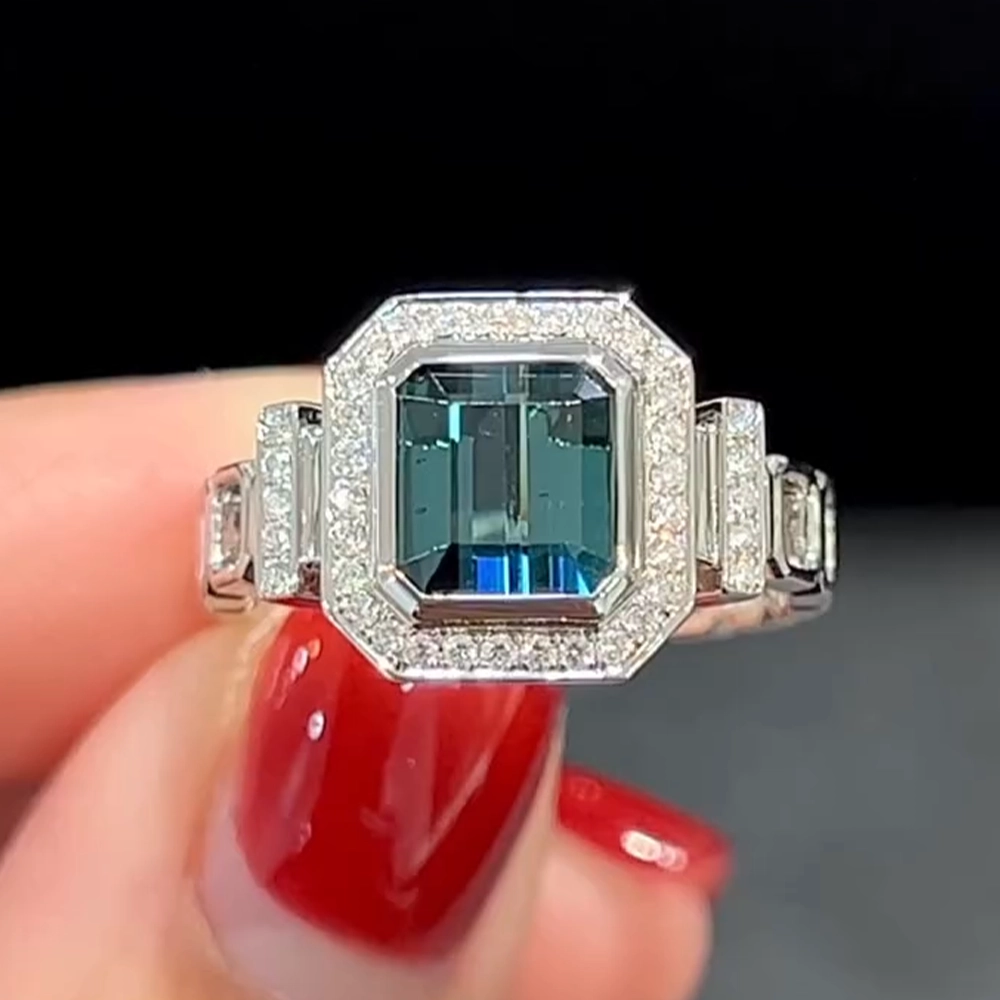 Nhẫn Đá Indicolite Tourmaline