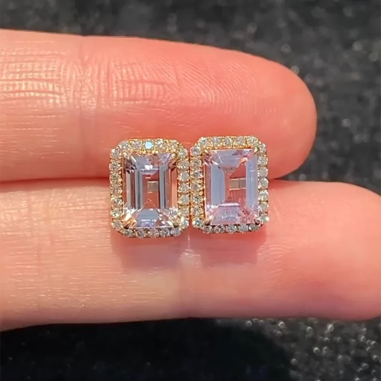 Bông Tai Đá Morganite