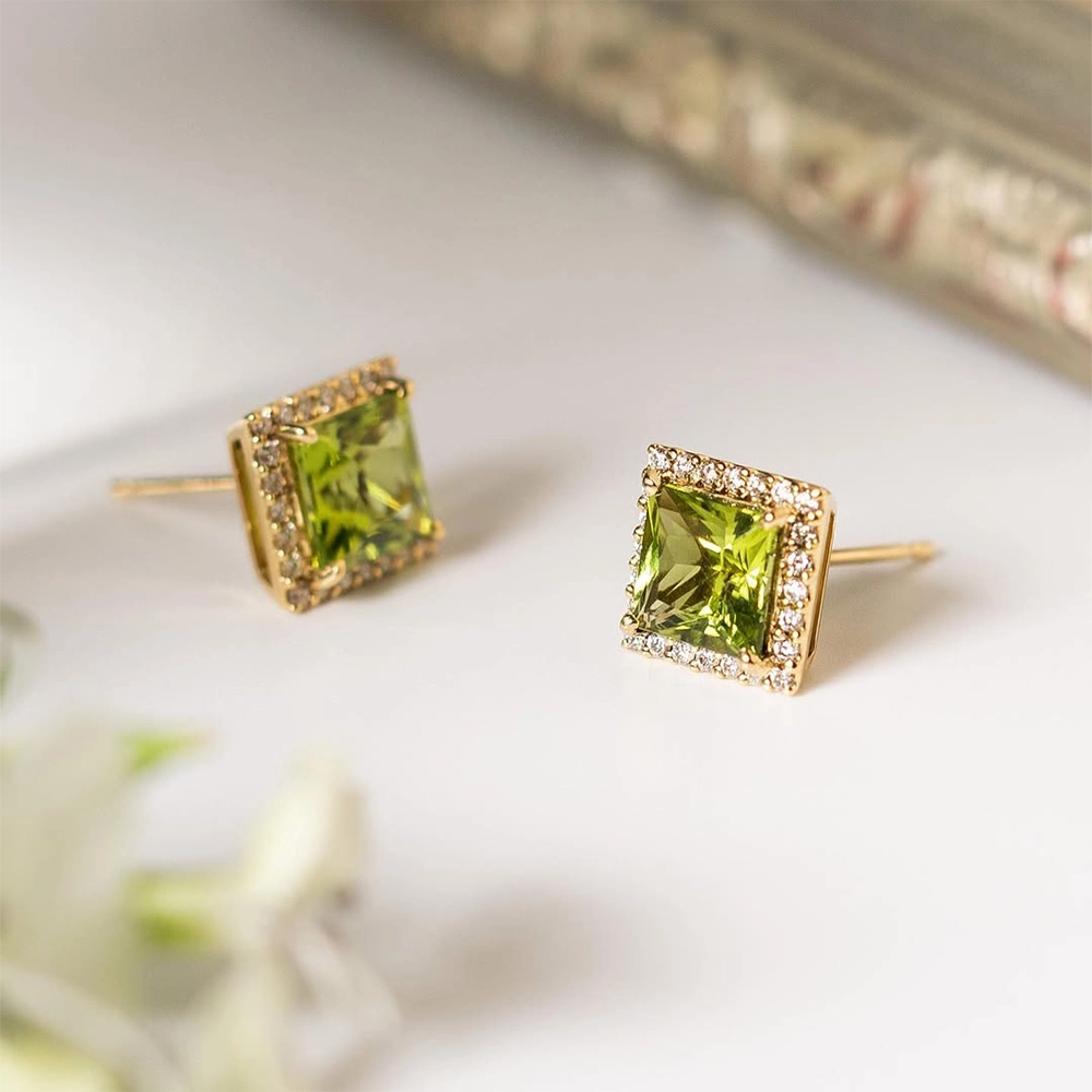 Bông Tai Đá Peridot Xanh Lá