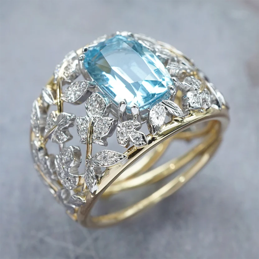 Nhẫn Aquamarine Cổ Điển