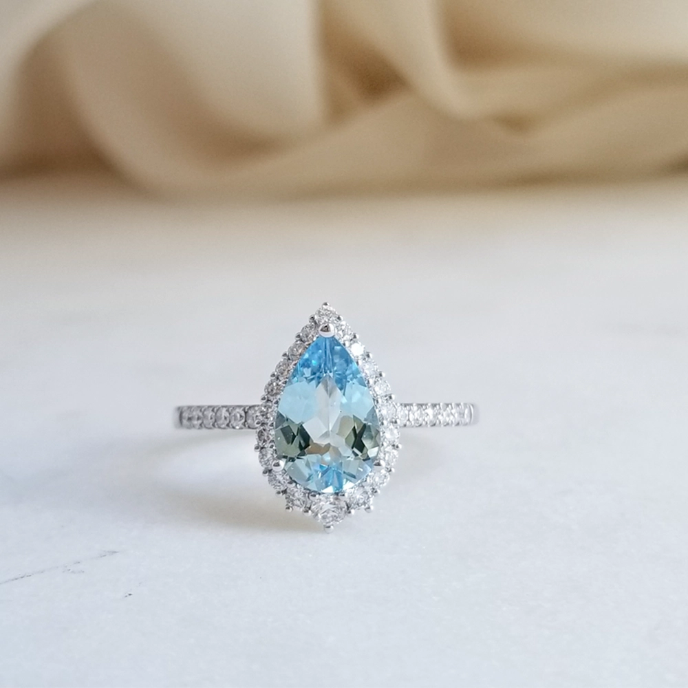 Nhẫn Aquamarine Pear