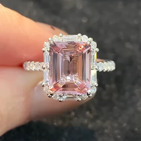 Nhẫn Morganite Hồng Thiên Nhiên