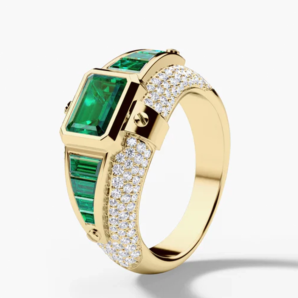 Nhẫn Nam Tourmaline Xanh Thiên Nhiên