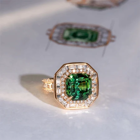 Nhẫn Đá Tourmaline Xanh