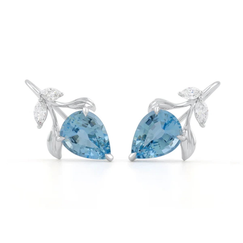 Bông Tai Đá Aquamarine Pear