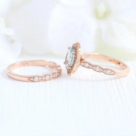 Nhẫn Cưới Đá Aquamarine