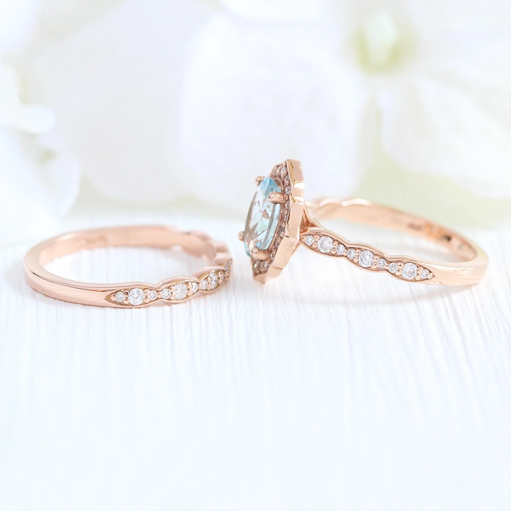Nhẫn Cưới Đá Aquamarine