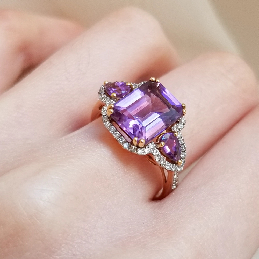 Nhẫn Đá Amethyst Tím
