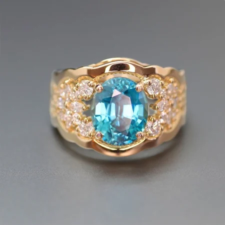 Nhẫn Đá Aquamarine Thiên Nhiên