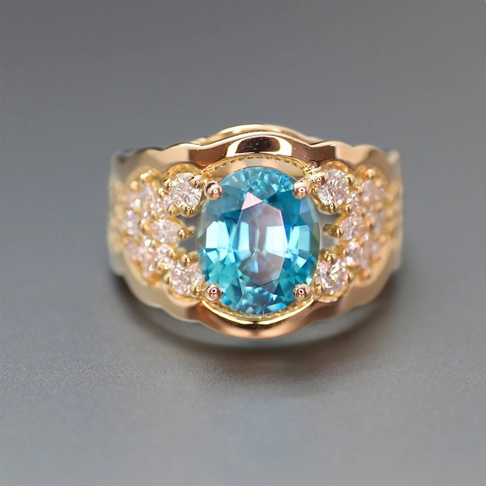 Nhẫn Đá Aquamarine Thiên Nhiên