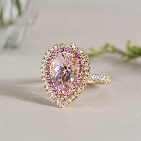 Nhẫn Đá Morganite Pear