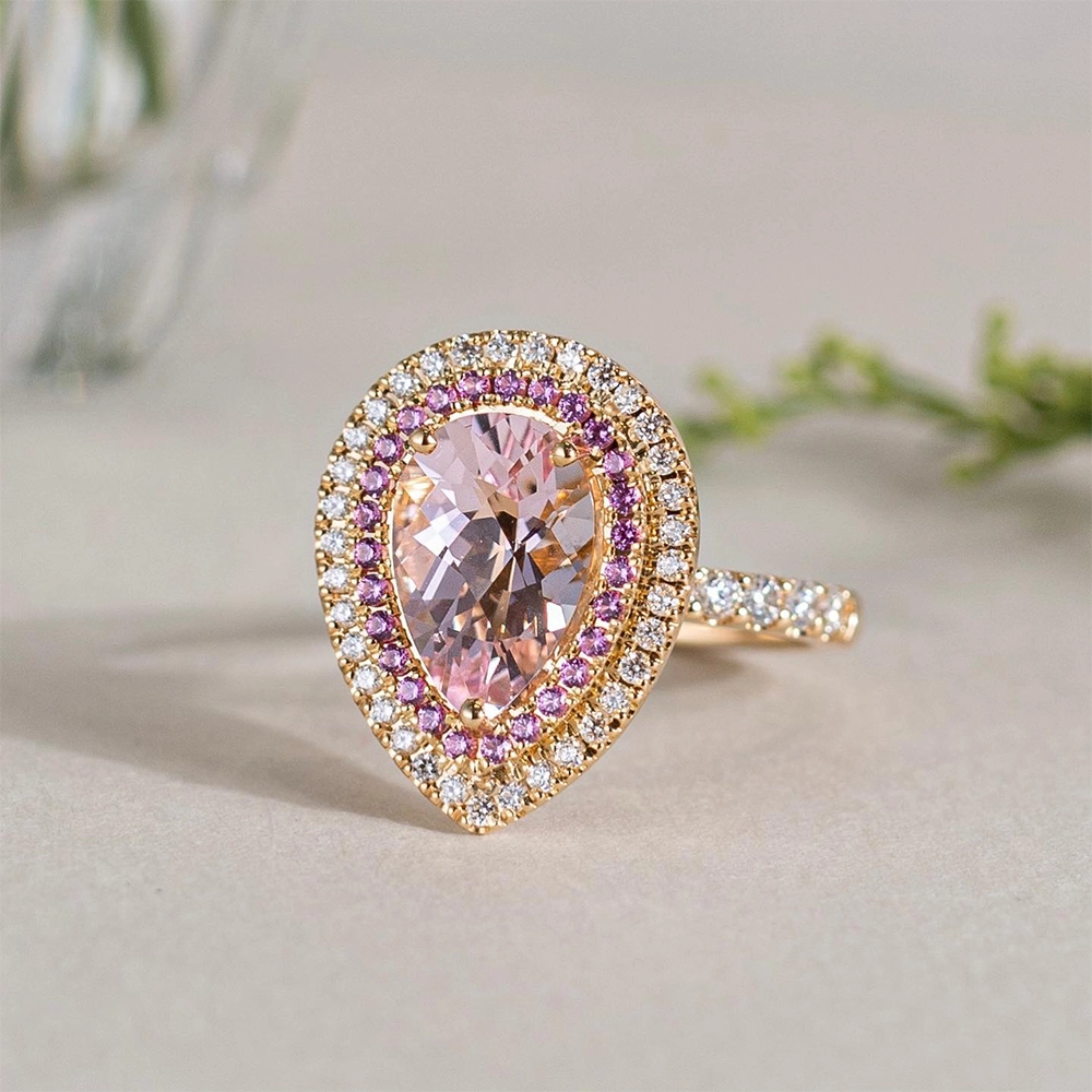 Nhẫn Đá Morganite Pear