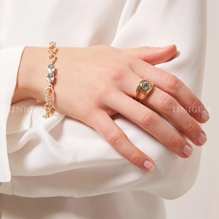 Bộ Trang Sức Đá Aquamarine