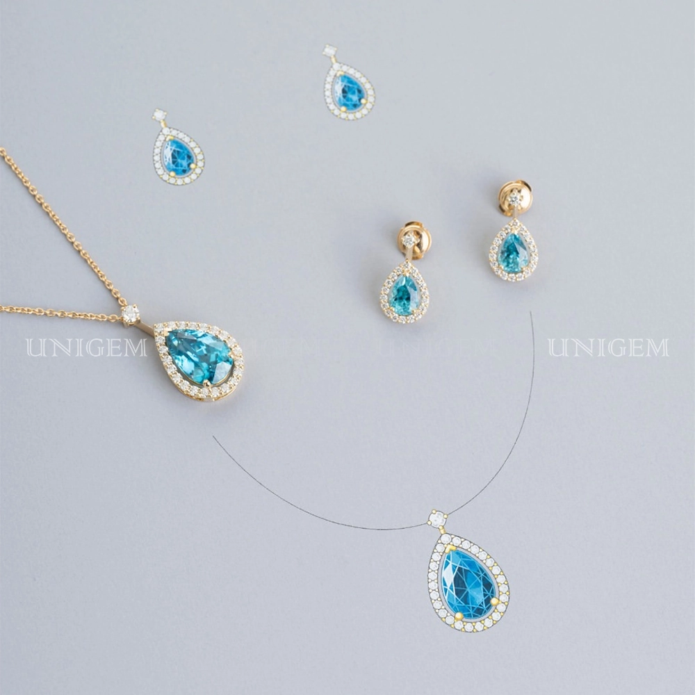 Bộ Trang Sức Đá Aquamarine