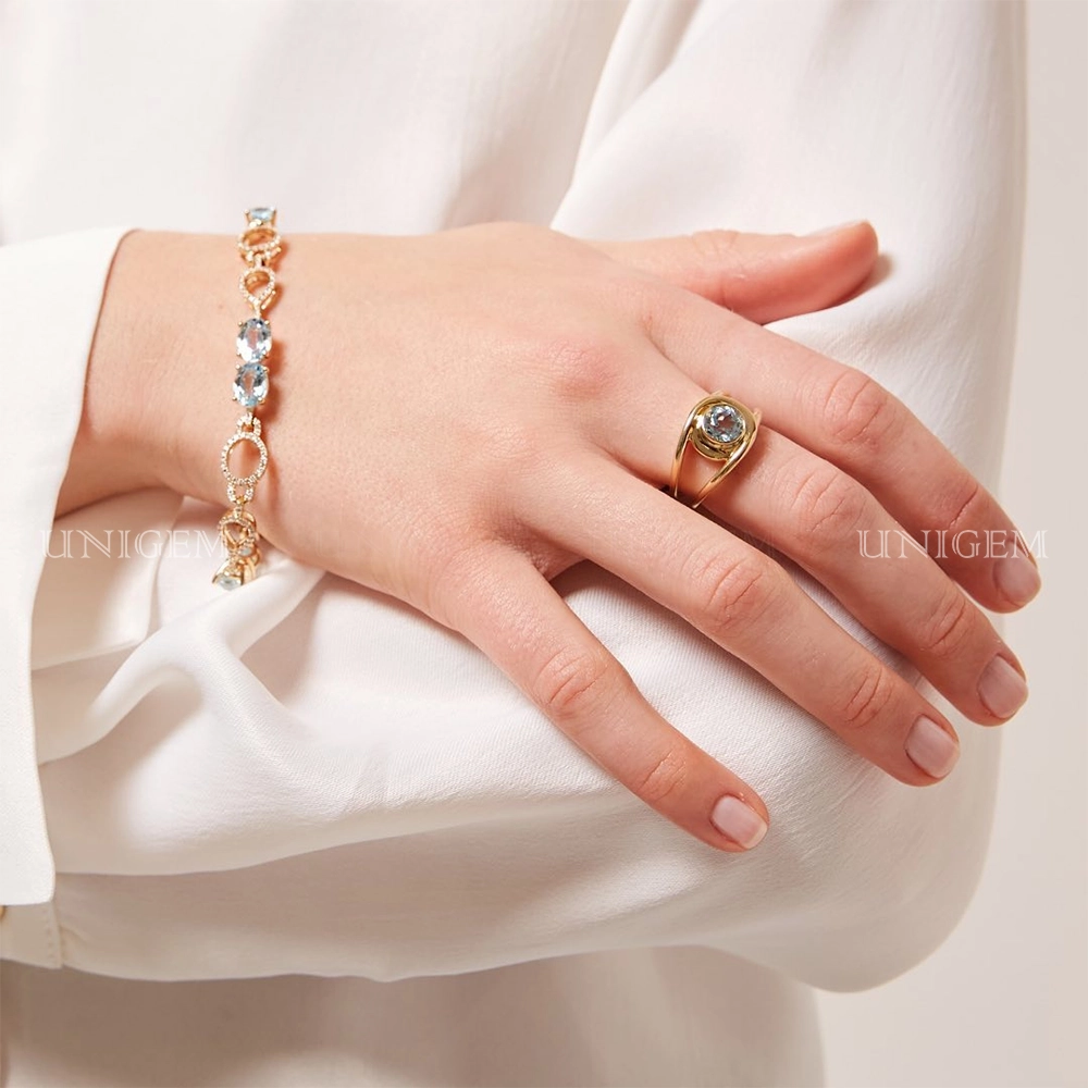Bộ Trang Sức Đá Aquamarine