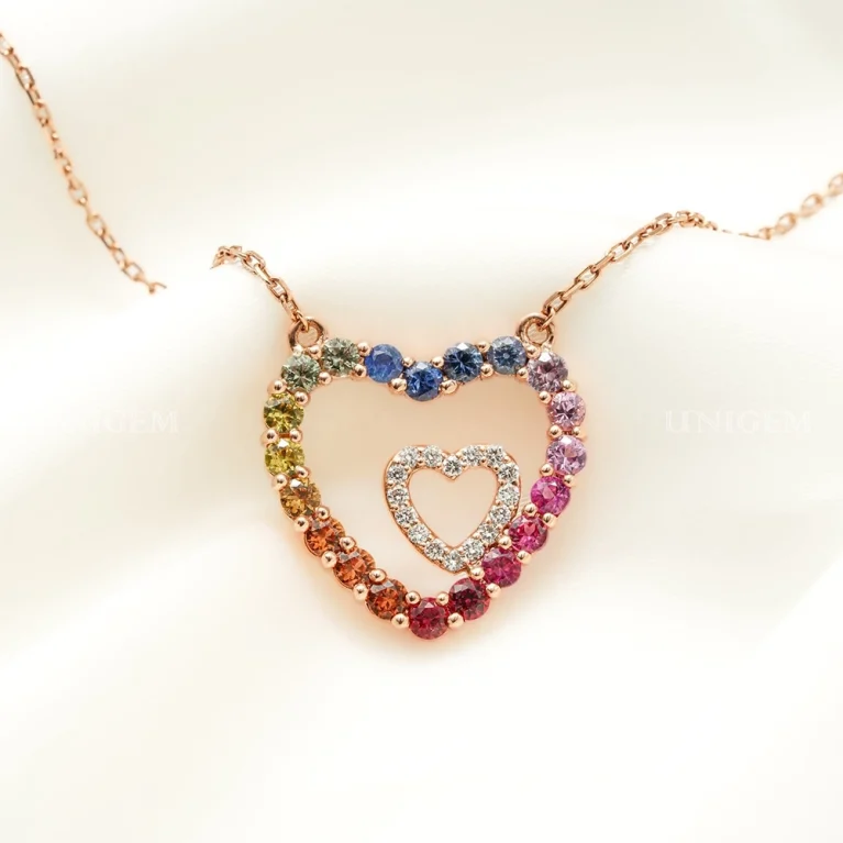 Dây Chuyền Trái Tim Đá Sapphire