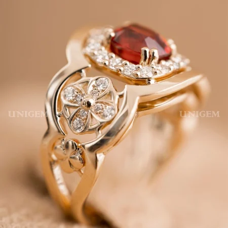 Nhẫn Đá Garnet Cam