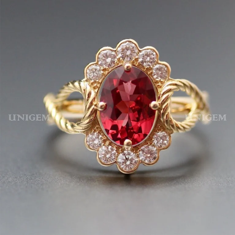 Nhẫn Đá Garnet Đỏ