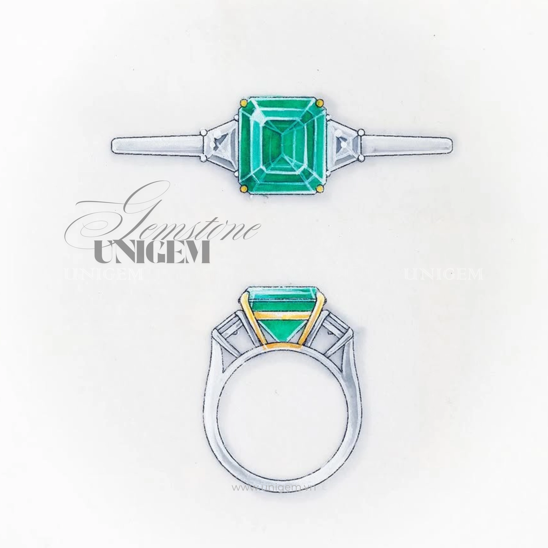 Quy trình chế tác nhẫn Emerald (Ngọc Lục Bảo) tại Unigem. Để viên đá thực sự tỏa sáng, quy trình chế tác rất quan trọng 3 che tac nhan emerald ngoc luc bao unigem 1