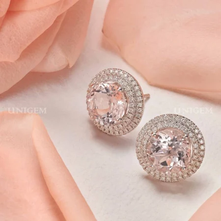 Bông Tai Đá Morganite Thiên Nhiên