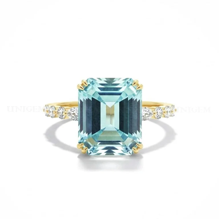 Nhẫn Đá Aquamarine Thiên Nhiên